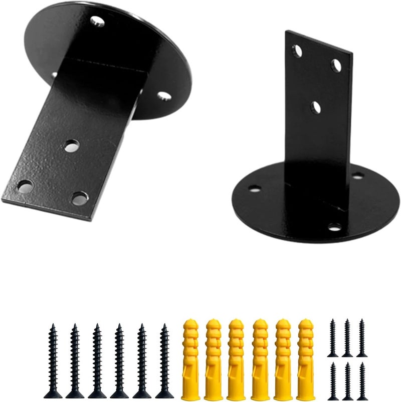 JuneFanwei 2pcs Black Handrail Bracket, Heavy Duty Stainless Steel Handrail Brackets for Staircase Stair Railing with Screws - Image 1